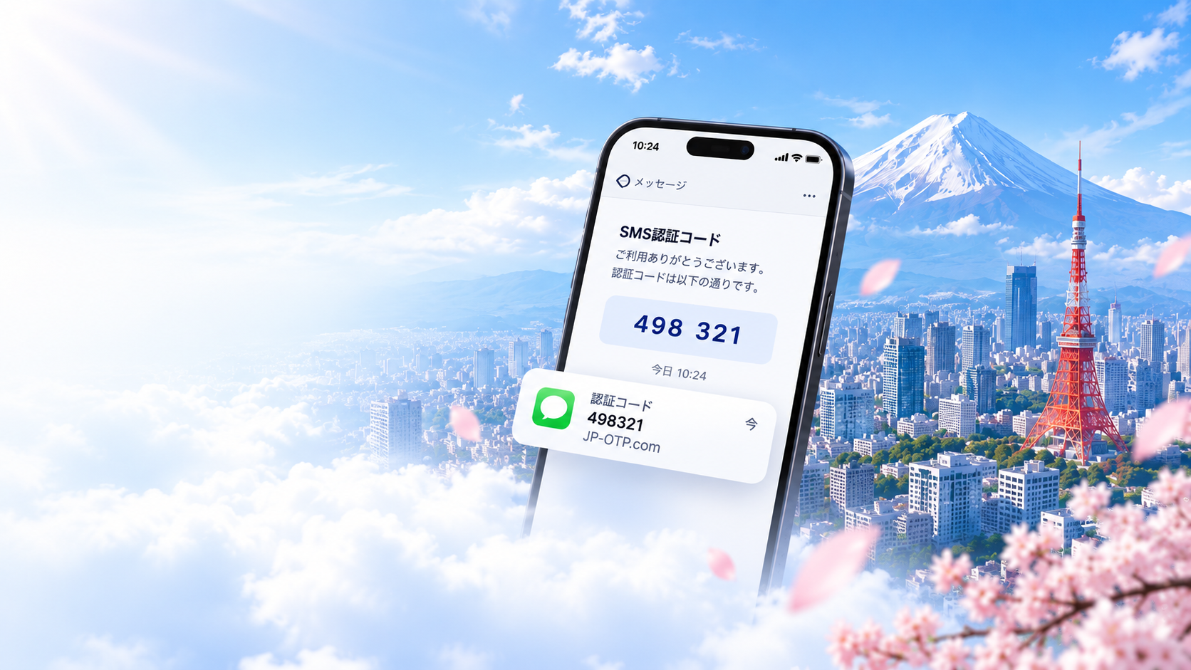 Màn hình nhận mã SMS bằng số Nhật